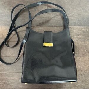 Plinio Viscona Italy Vintage Shoulder Bag‎ Black Leather Medium Classic